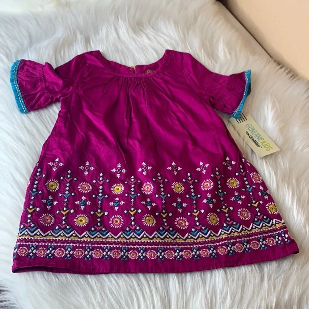 OshKosh Girls Boho Embroidered Dress Size 12 Months